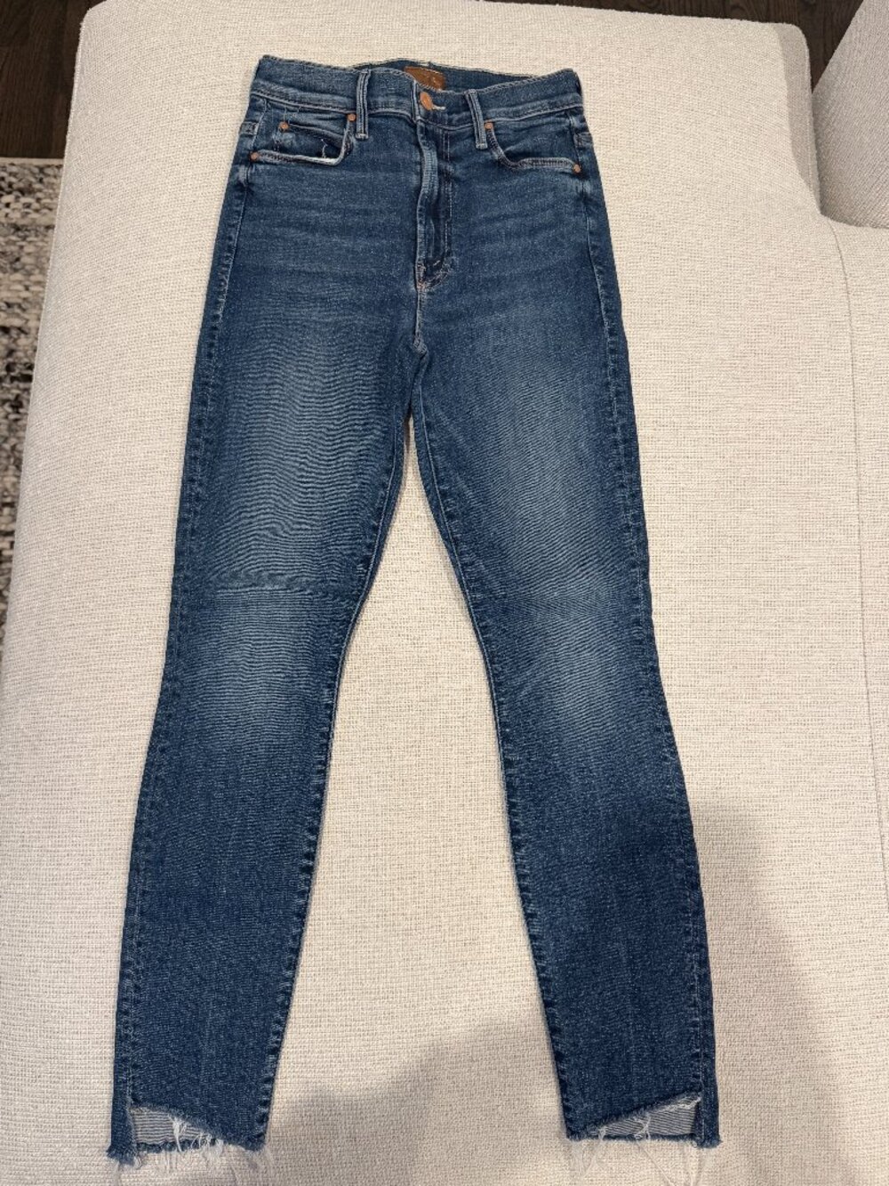 MOTHER Stunner Zip Ankle Step Fray Jeans in Walking On Coals